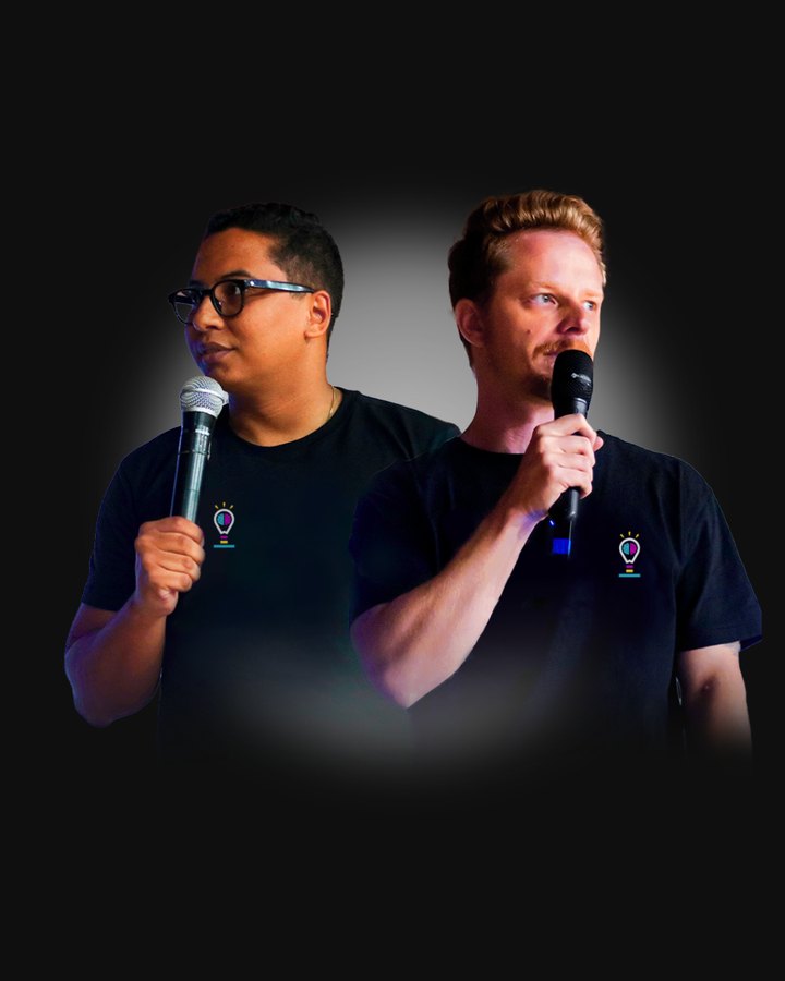 Almir e Gui, sócios-fundadores da e-stant, em uma imersão